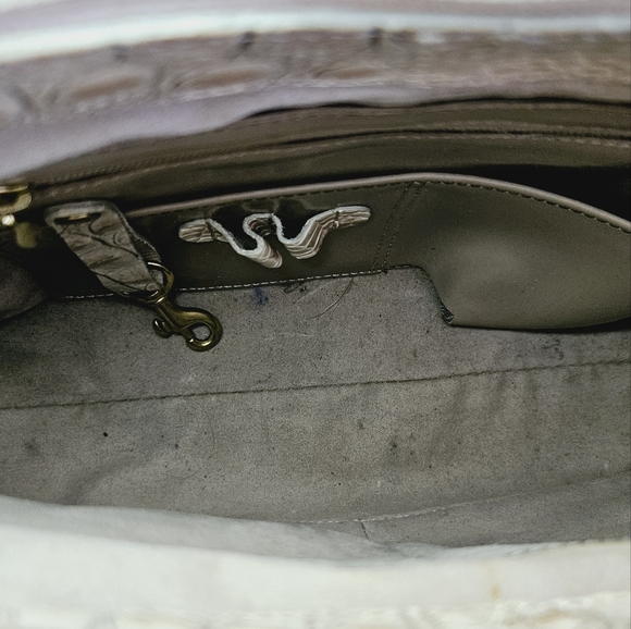 Vintage Brahmin Isabelle Toggle Ivory Cream Crocodile Leather Shoulder Bag Purse - Picture 16 of 16